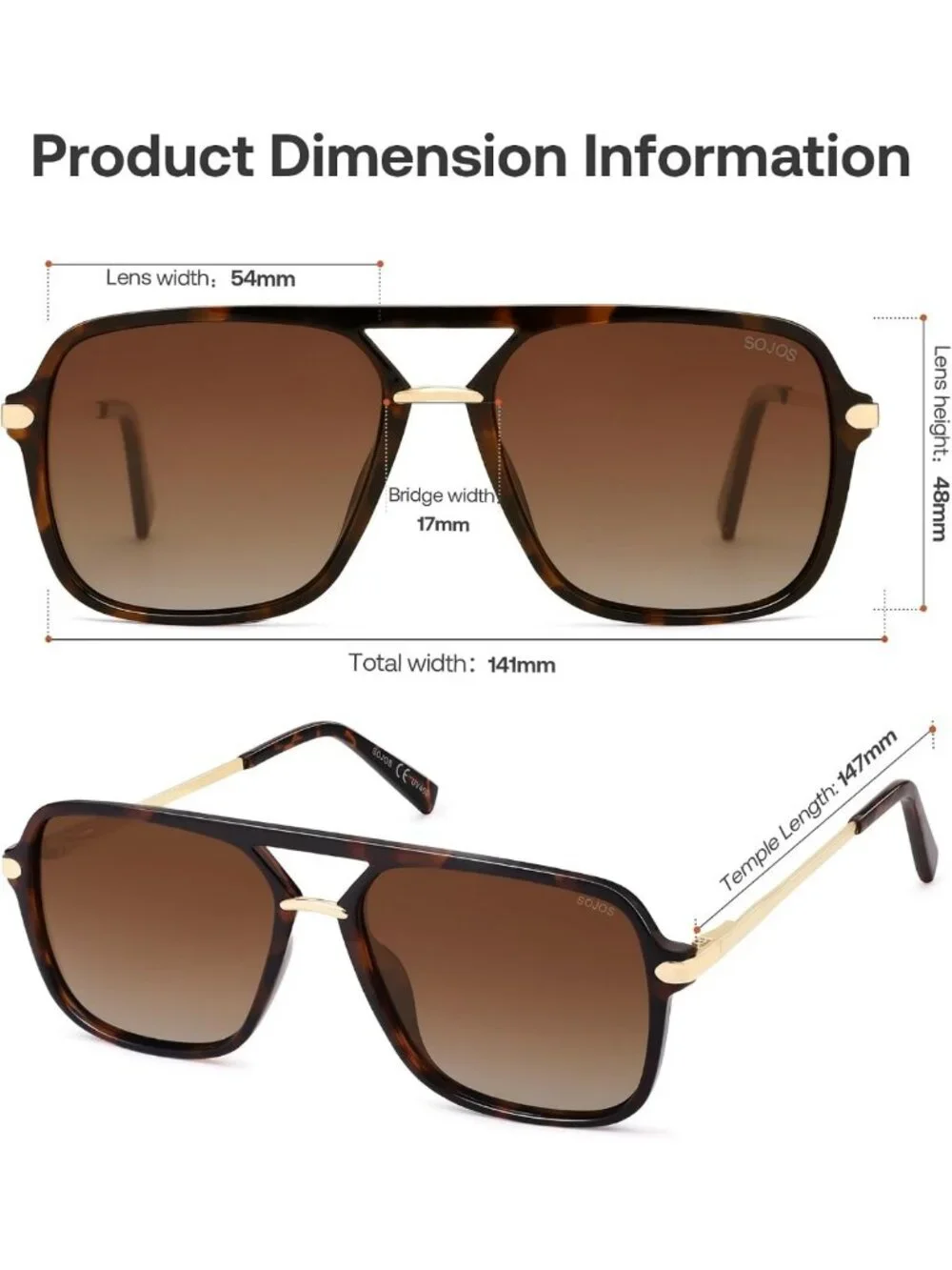 Trendy Polarized Aviator Sunglasses for Women & Men, Retro Double Bridge UV400